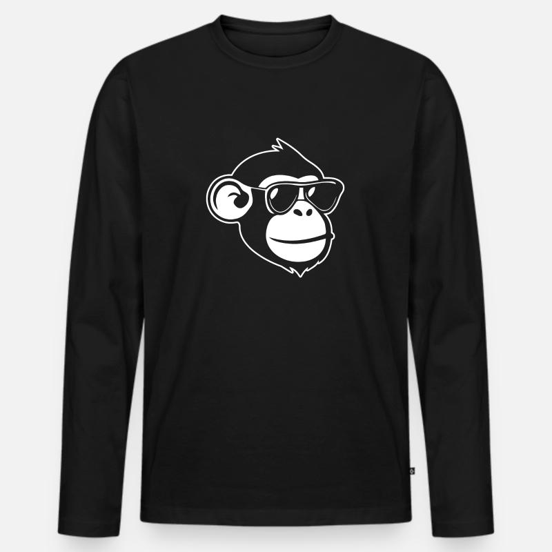 Affe Affen Affengesicht Dschungel - Männer Premium Bio Langarmshirt - Schwarz