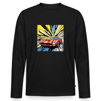 T-Shirt Pop-Art Classic de voiture de course - T-shirt manches longues Premium bio Homme - noir - Devant - Nico (187cm)