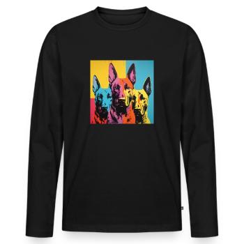 Berger Belge - POP ART - T-shirt manches longues Premium bio Homme - noir - Devant - Nico (187cm)