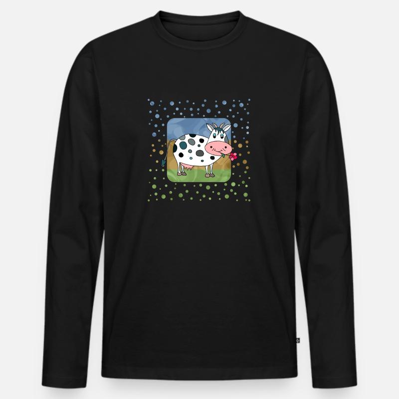 Kuh - Männer Premium Bio Langarmshirt - Schwarz