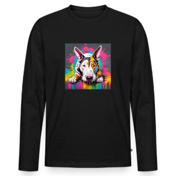 English Bull Terrier Splash Art - Men's Premium Organic Long Sleeve Shirt - black - Front - Nico (187cm)