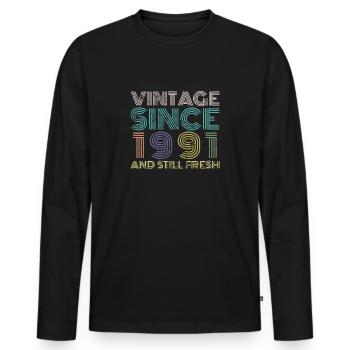 Millésime 1991 - T-shirt manches longues Premium bio Homme - noir - Devant - Nico (187cm)