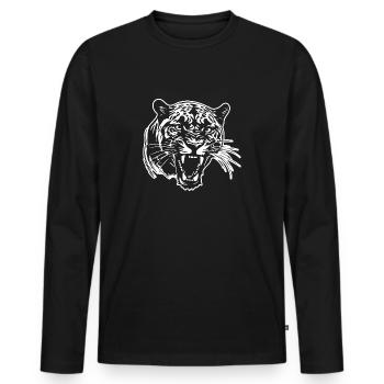 Panther Predator Jungle Wildcat - Men's Premium Organic Long Sleeve Shirt - black - Front - Nico (187cm)