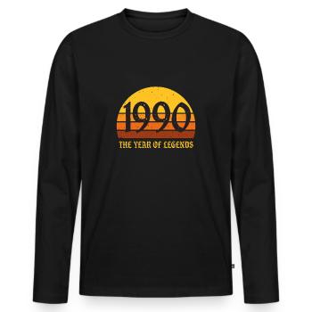 Millésime 1990 - T-shirt manches longues Premium bio Homme - noir - Devant - Nico (187cm)