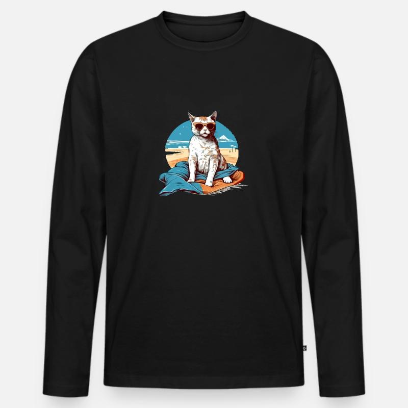 Liko die Pascha-Katze - Männer Premium Bio Langarmshirt - Schwarz