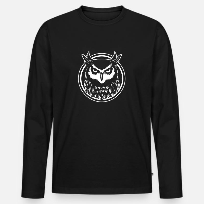 Eule Eulen Vogel Vögel - Männer Premium Bio Langarmshirt - Schwarz