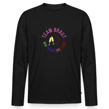 Team Braut - wir feiern die Liebe - Männer Premium Bio Langarmshirt - Schwarz - Vorne - Nico (187cm)