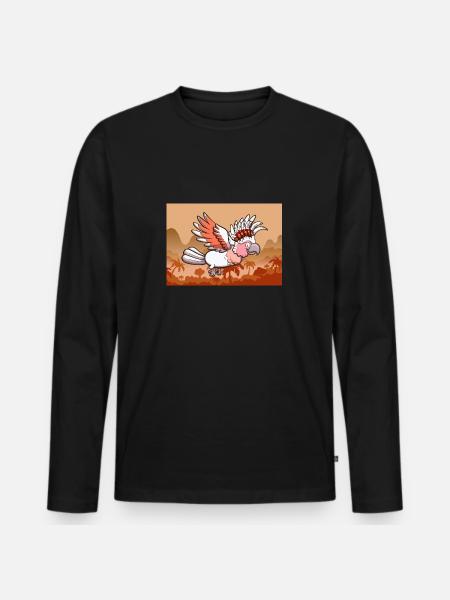 Cockatoo Flying In Jungle - Men's Premium Organic Long Sleeve Shirt - black