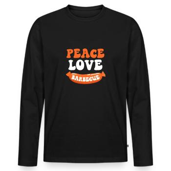 Peace Love Barbecue - Humour été papa apéritif - T-shirt manches longues Premium bio Homme - noir - Devant - Nico (187cm)