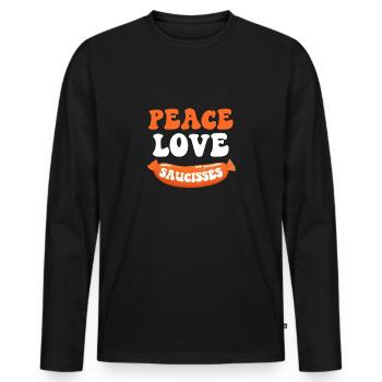 Peace Love Würstchen - Barbecue Humor Summer Dad - Männer Premium Bio Langarmshirt - Schwarz - Vorne - Nico (187cm)