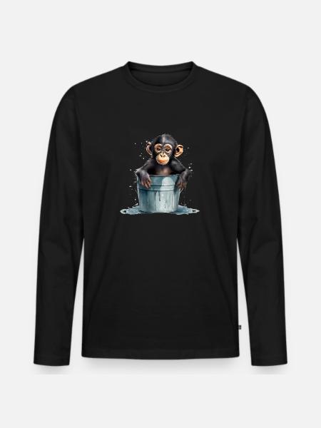 Abe sidder i spanden med vand - Premium økologisk langærmet T-shirt til mænd - sort