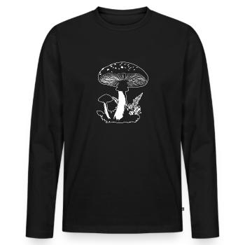 Champignon Cueilleur de champignons Champignons Champignons - T-shirt manches longues Premium bio Homme - noir - Devant - Nico (187cm)