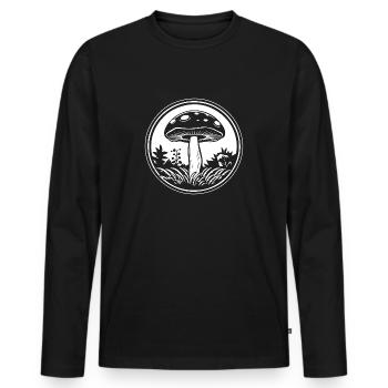 Champignon Cueilleur de champignons Champignons Champignons - T-shirt manches longues Premium bio Homme - noir - Devant - Nico (187cm)