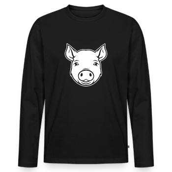 Pig Piggy Sow - Men's Premium Organic Long Sleeve Shirt - black - Front - Nico (187cm)