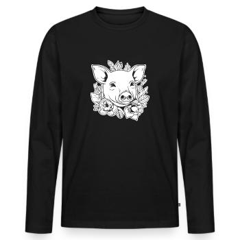 Pig Piggy Sow - Men's Premium Organic Long Sleeve Shirt - black - Front - Nico (187cm)