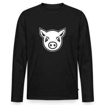Pig Piggy Sow - Men's Premium Organic Long Sleeve Shirt - black - Front - Nico (187cm)