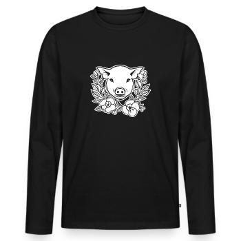 Pig Piggy Sow - Men's Premium Organic Long Sleeve Shirt - black - Front - Nico (187cm)