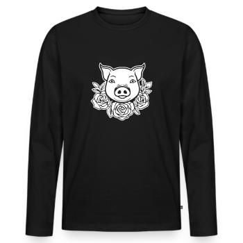 Pig Piggy Sow - Men's Premium Organic Long Sleeve Shirt - black - Front - Nico (187cm)