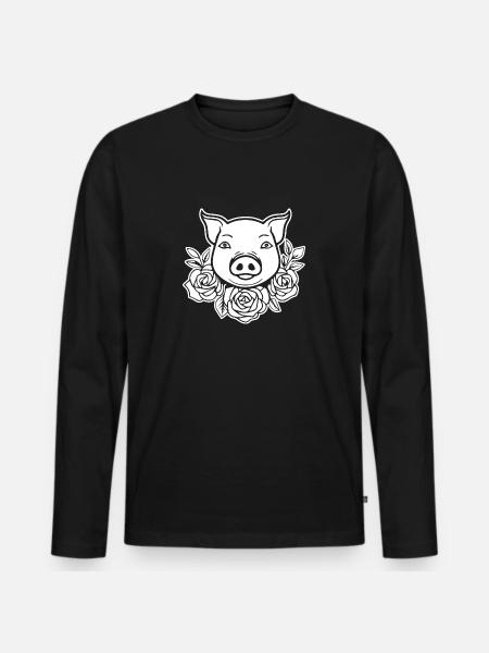 Pig Piggy Sow - Men's Premium Organic Long Sleeve Shirt - black