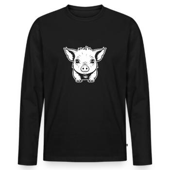 Pig Piggy Sow - Men's Premium Organic Long Sleeve Shirt - black - Front - Nico (187cm)