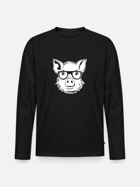 Pig Piggy Sow - Men's Premium Organic Long Sleeve Shirt - black