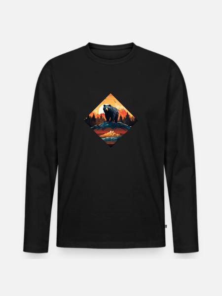 Bear at sunrise - Men's Premium Organic Long Sleeve Shirt - black