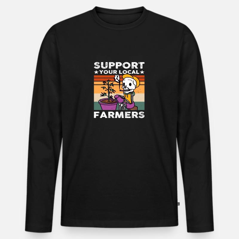 Support your local Farmer - Männer Premium Bio Langarmshirt - Schwarz