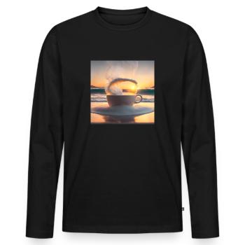 Amazing cup of coffee, unusual design - Men's Premium Organic Long Sleeve Shirt - black - Front - Nico (187cm)