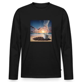 Amazing cup of coffee, unusual design - Men's Premium Organic Long Sleeve Shirt - black - Front - Nico (187cm)