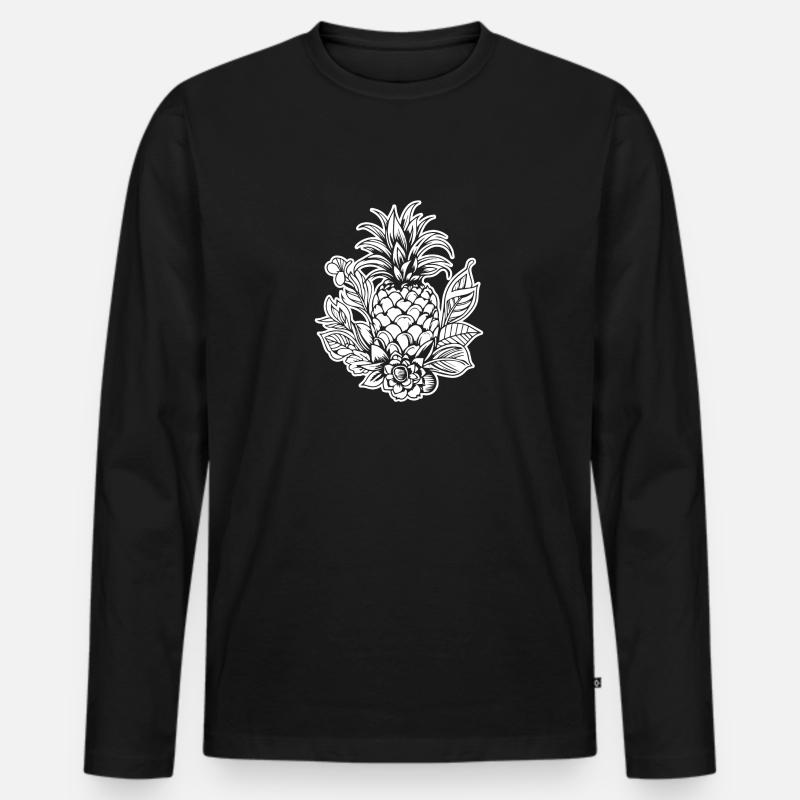 Ananas - Männer Premium Bio Langarmshirt - Schwarz