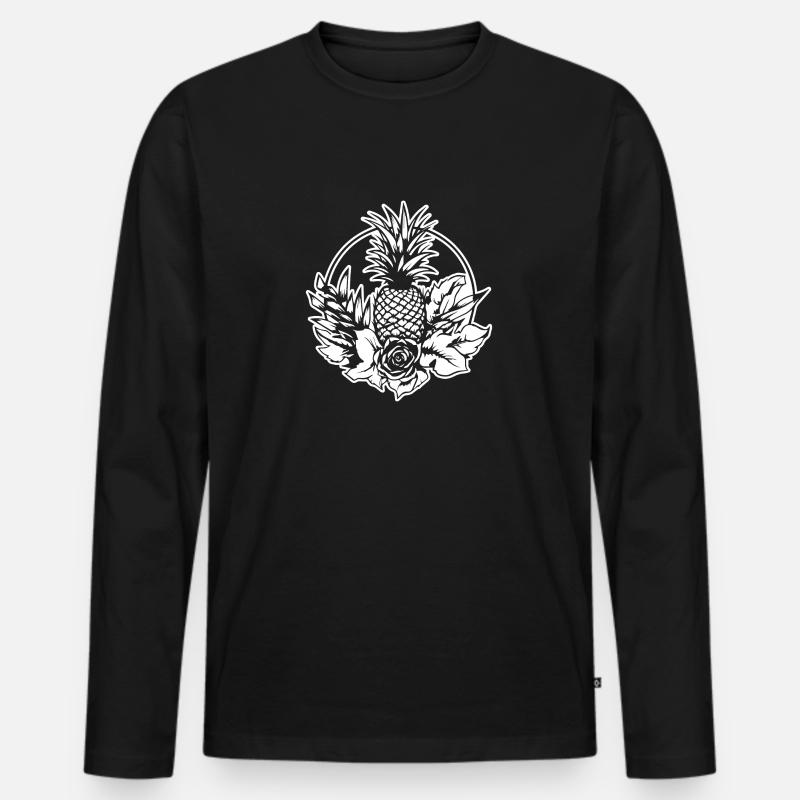 Ananas - Männer Premium Bio Langarmshirt - Schwarz