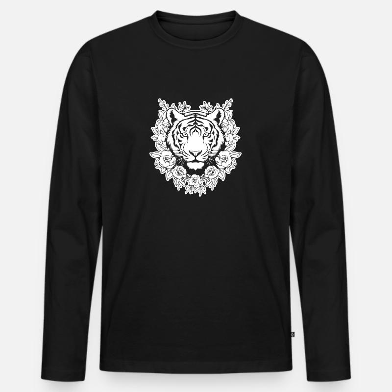 Tiger Raubkatze - Männer Premium Bio Langarmshirt - Schwarz