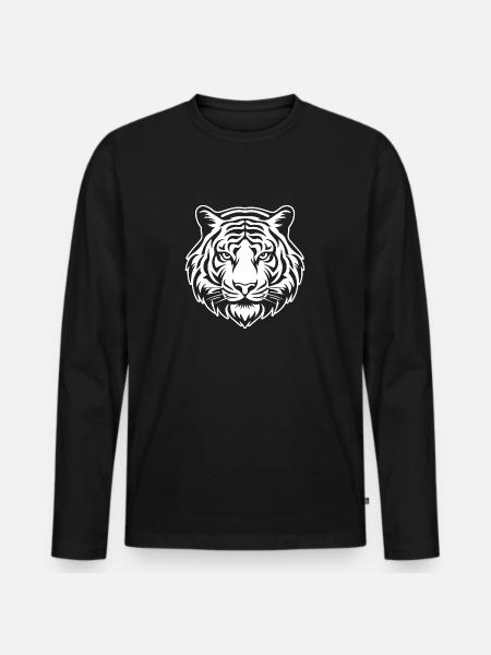 Tiger Raubkatze - Männer Premium Bio Langarmshirt - Schwarz