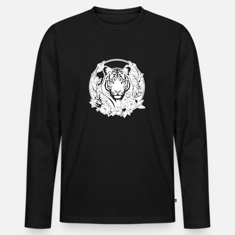 Tiger Raubkatze - Männer Premium Bio Langarmshirt - Schwarz