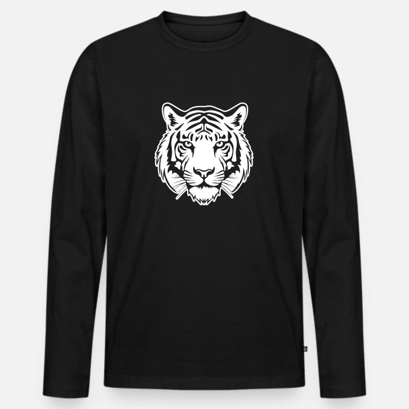 Tiger Raubkatze - Männer Premium Bio Langarmshirt - Schwarz
