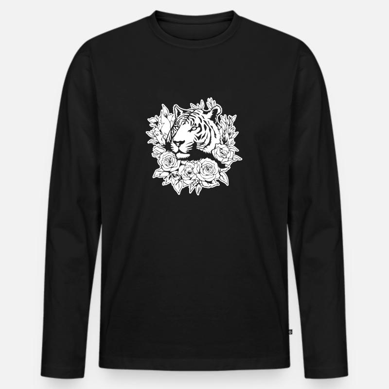 Tiger Raubkatze - Männer Premium Bio Langarmshirt - Schwarz