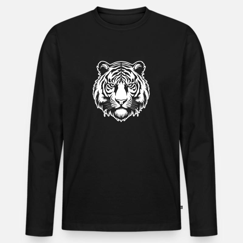Tiger Raubkatze - Männer Premium Bio Langarmshirt - Schwarz