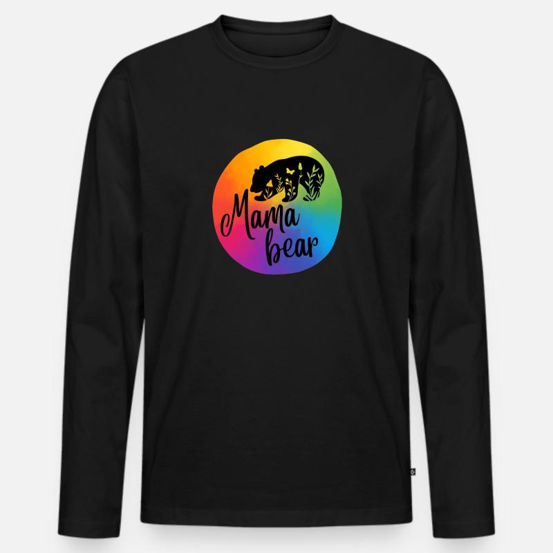 Mamabär, Regenbogen - Männer Premium Bio Langarmshirt - Schwarz