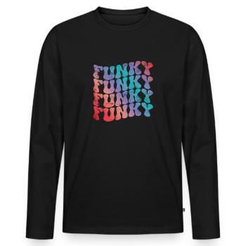 Funky Vintage - T-shirt manches longues Premium bio Homme - noir - Devant - Nico (187cm)