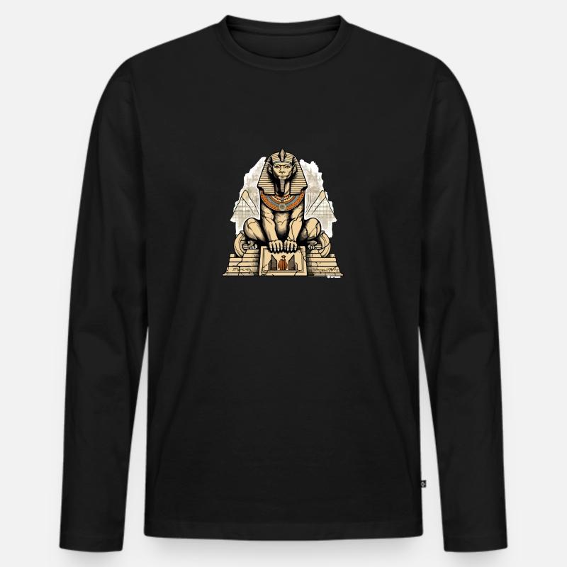 Der Löwe Sphinx - Männer Premium Bio Langarmshirt - Schwarz