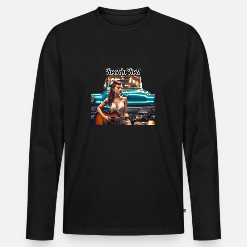 Pinup - Männer Premium Bio Langarmshirt - Schwarz