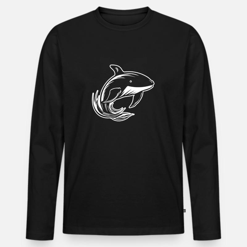 Wal Meer Fische - Männer Premium Bio Langarmshirt - Schwarz