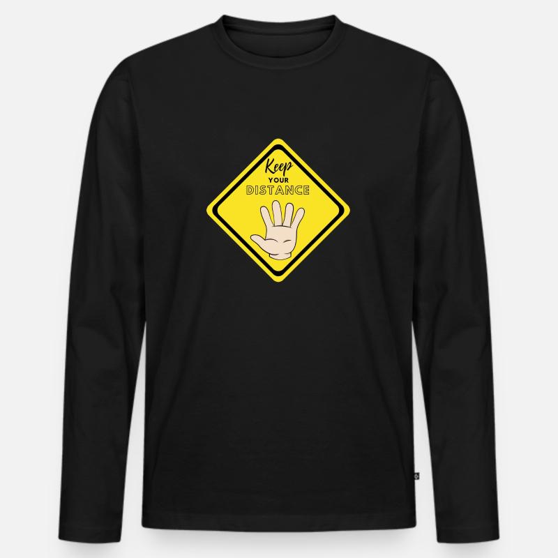 Halten Sie Ihren Abstand - Männer Premium Bio Langarmshirt - Schwarz