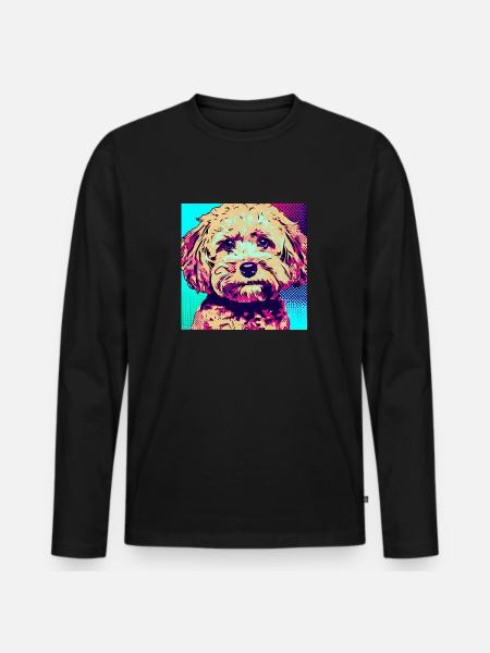 Poodle Cross Pop Art - Men's Premium Organic Long Sleeve Shirt - black