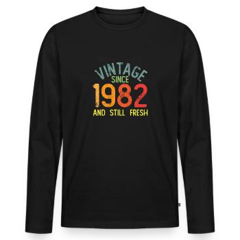 Millésime 1982 - T-shirt manches longues Premium bio Homme - noir - Devant - Nico (187cm)