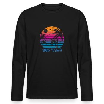 Millésime 1976 - T-shirt manches longues Premium bio Homme - noir - Devant - Nico (187cm)