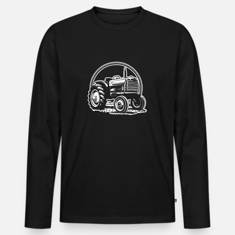 Traktor - Männer Premium Bio Langarmshirt - Schwarz
