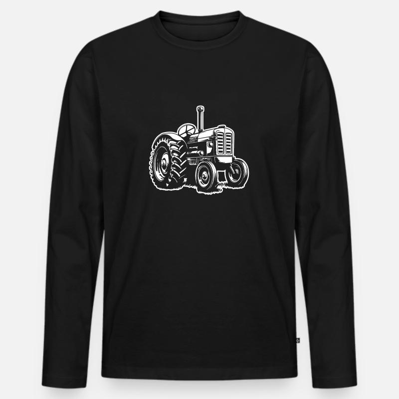 Traktor - Männer Premium Bio Langarmshirt - Schwarz