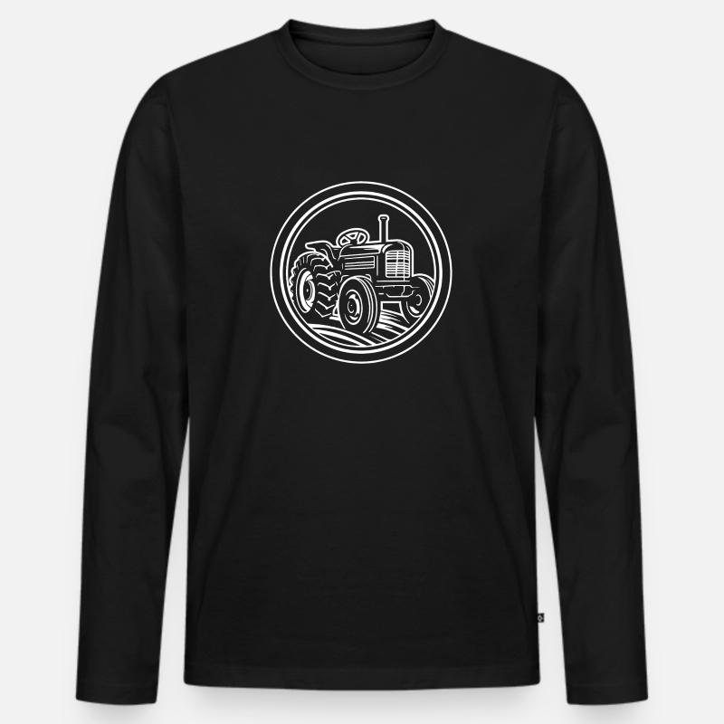 Traktor - Männer Premium Bio Langarmshirt - Schwarz