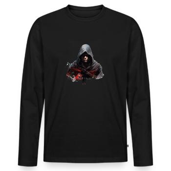 Ombre secrète - T-shirt manches longues Premium bio Homme - noir - Devant - Nico (187cm)